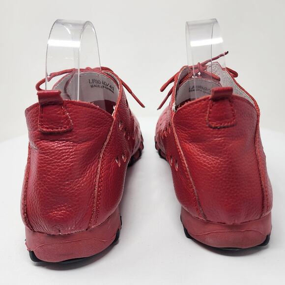 Litfoot Oxford Lace-up Sneaker Women EU41/US10.5 Red Leather Perforated LF9010 - Picture 6 of 13
